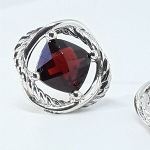 David Yurman sterling silver red garnet infinity earrings
